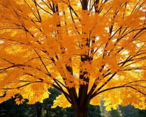 Welcher Baum zeigt gelbe Blätter im Herbst?