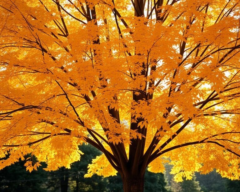 Welcher Baum zeigt gelbe Blätter im Herbst?