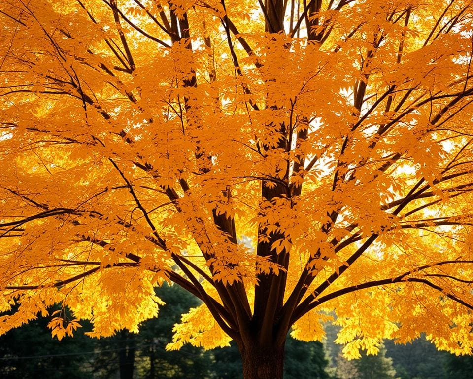 Welcher Baum zeigt gelbe Blätter im Herbst?