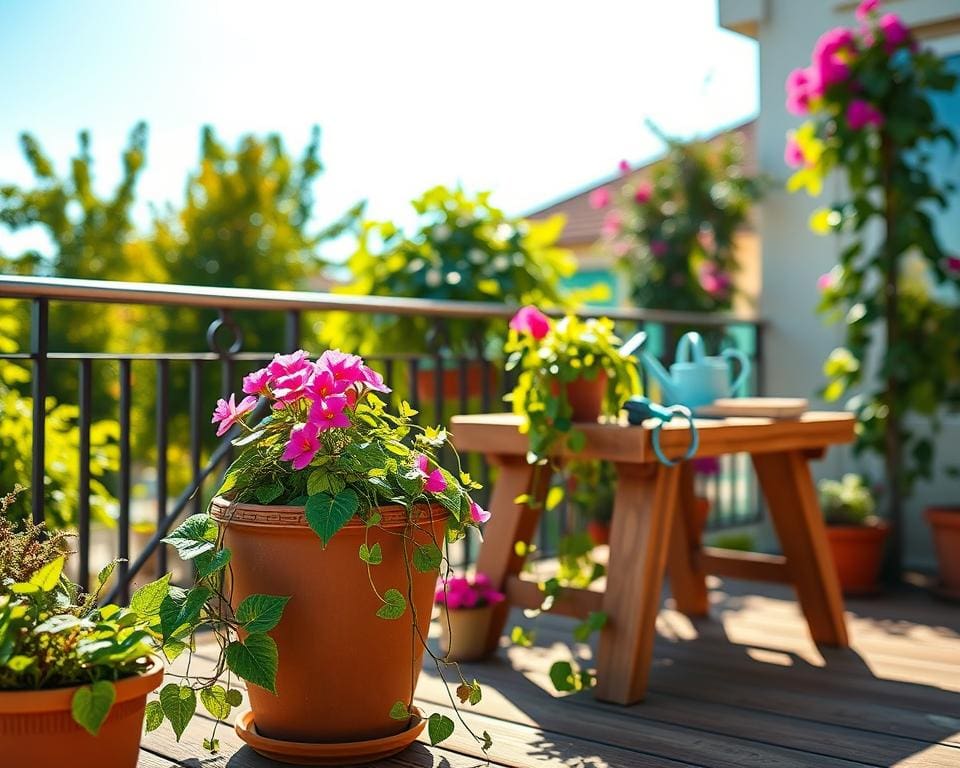 Was hilft bei der Pflege von Kübelpflanzen auf Terrassen?